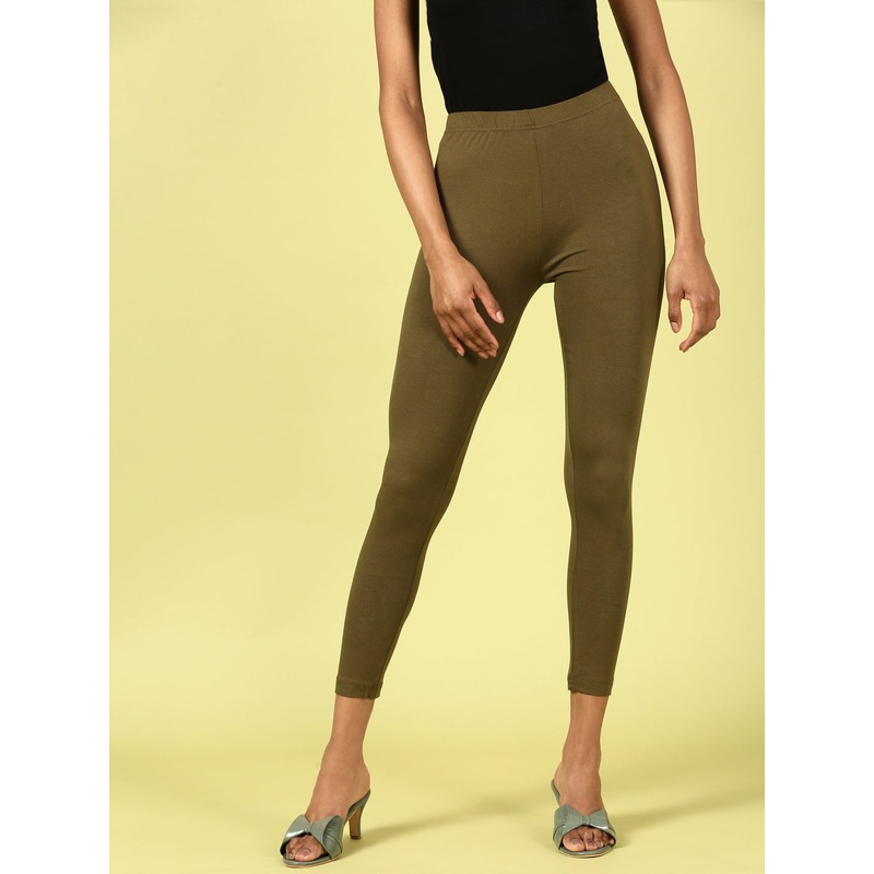 Ankle Length Leggings Cotton-Olive Green