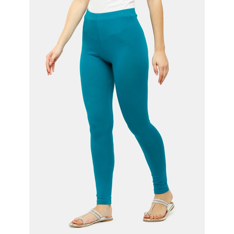 Ankle Length Leggings Cotton-Peacock Green