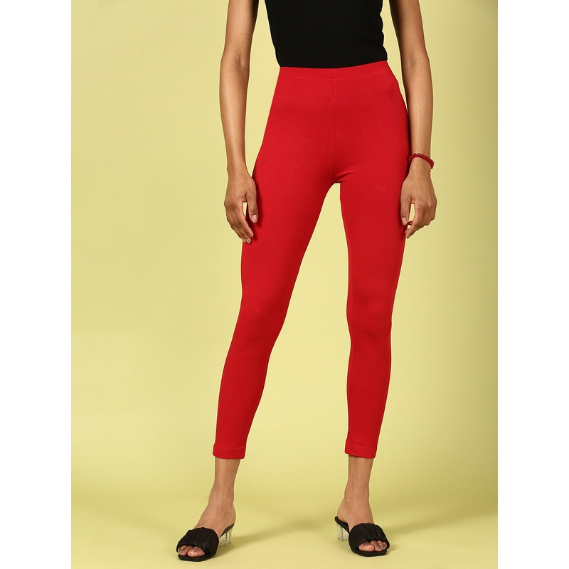 Ankle Length Leggings Cotton-Red