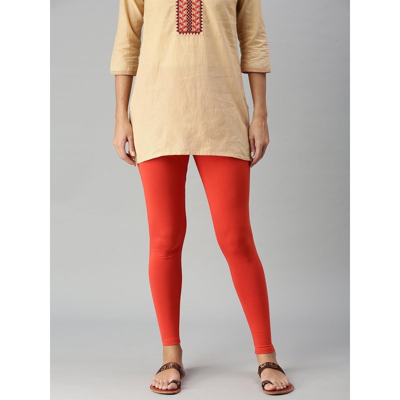 Ankle Length Leggings Cotton-Rust Orange