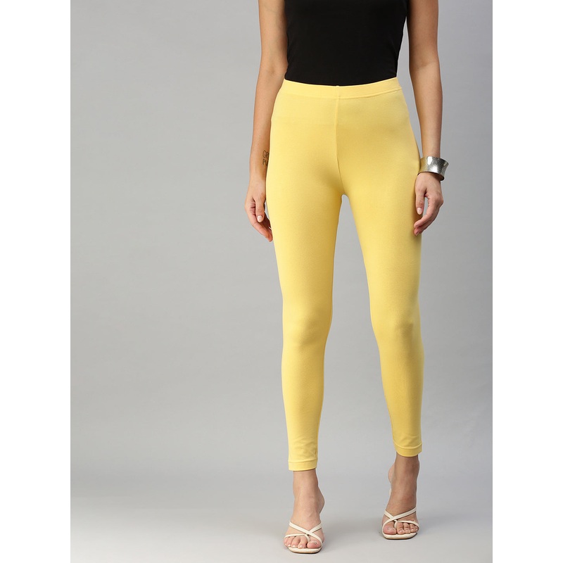Ankle Length Leggings Cotton-Yellow