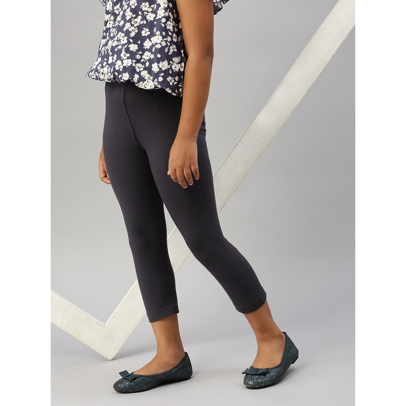 Girls 3/4th Leggings Dark Grey