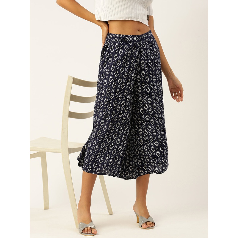 Ladies Printed Culottes Indigo