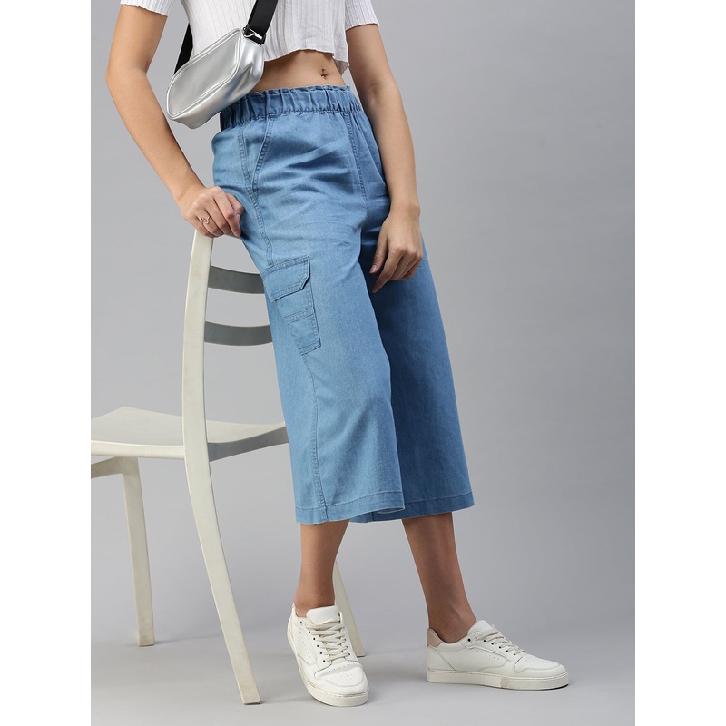 Women Culottes Ice Blue|S|M|L|XL|XXL|3XL|Ice Blue|LWBCLSOF17102151
