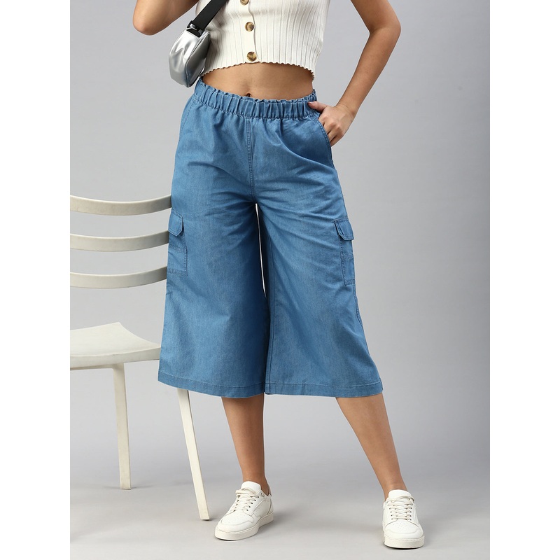 Women Culottes Light Blue|S|M|L|XL|XXL|3XL|Light Blue|LWBCLSOF17104037