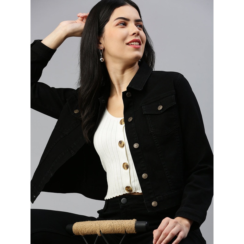 Women Denim Jacket Black|S|M|L|XL|XXL|3XL|Black|LWTJKSOF17183002