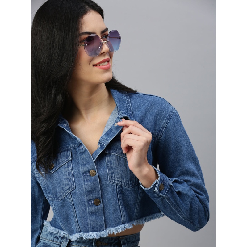 Women Denim Jacket Mid Blue|S|M|L|XL|XXL|3XL|Mid Blue|LWTJKSOF17064314