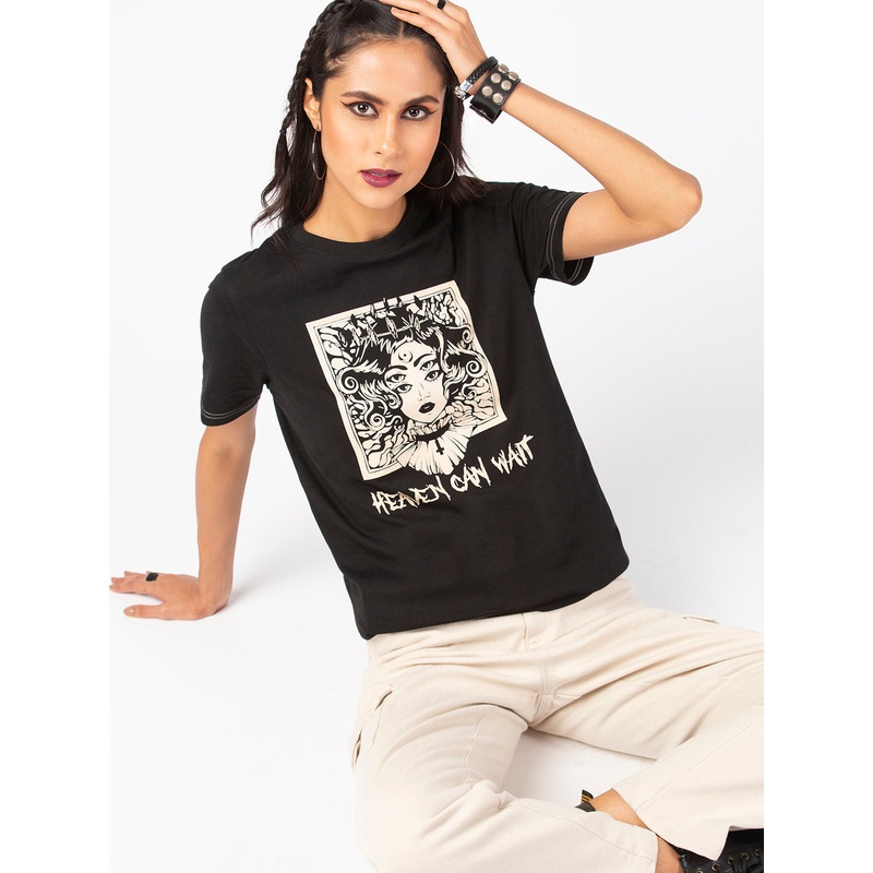 Women Halloween T-Shirt Black|Black|S|M|L|XL|LKTTSSOF17236002