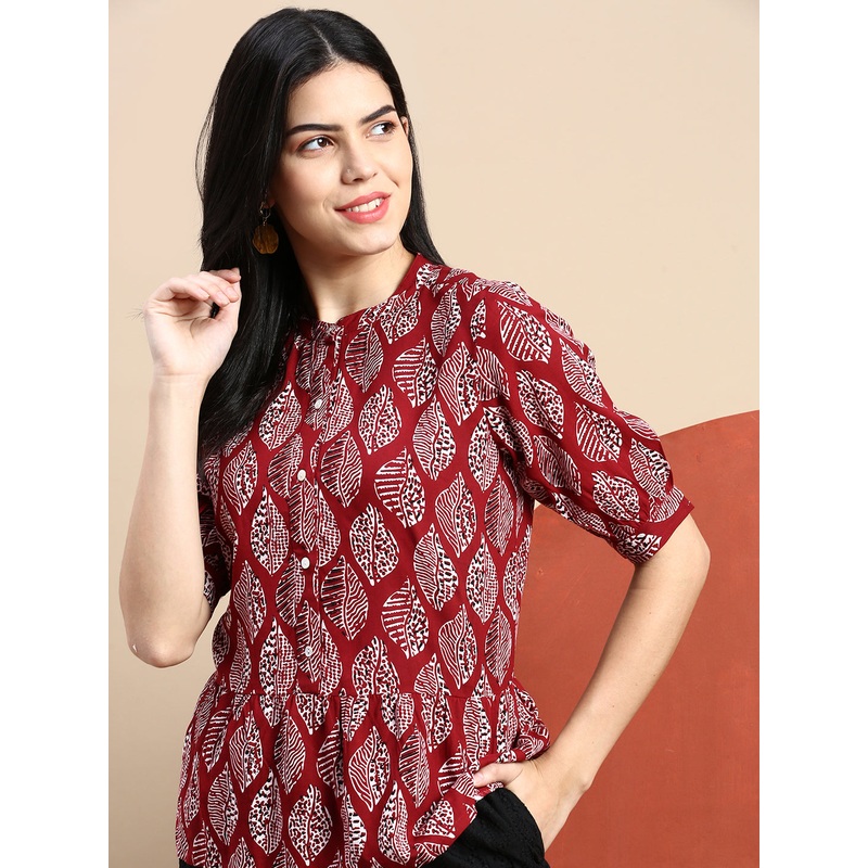 Women Printed Crop Top Maroon|S|M|L|XL|XXL|3XL|Maroon|LWTCTAOF17177007