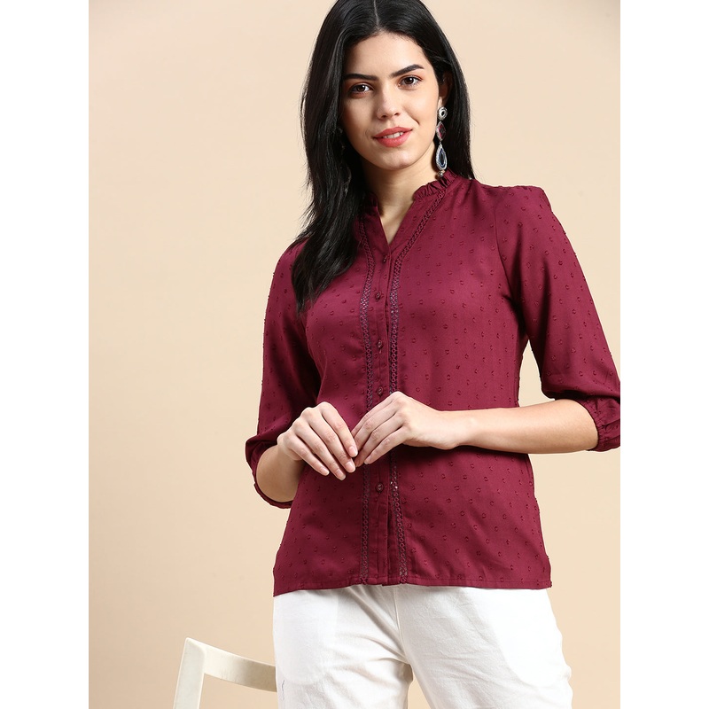 Women Shirt Top Burgundy|S|M|L|XL|XXL|3XL|Burgundy|LWTSHDOF17071404