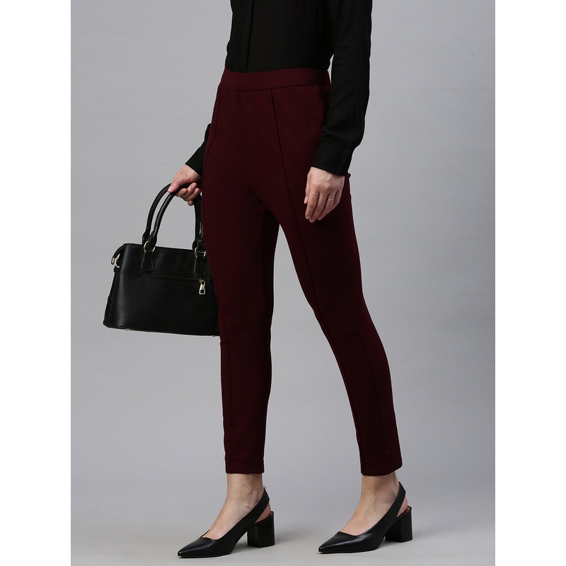 Women Tregging Solid Wine|S|M|L|XL|XXL|3XL|Wine|LWBTGSOF17206063
