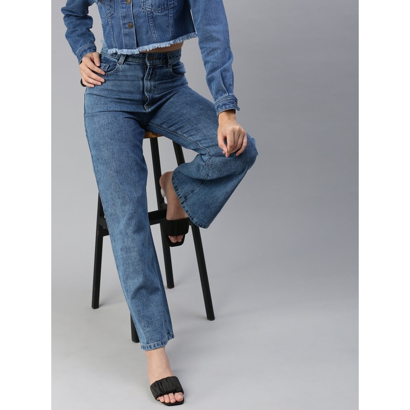 Women Wide Legged Jeans Dark Blue