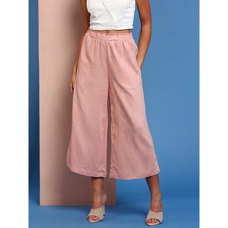 Womens Crop Palazzo Dusty Pink