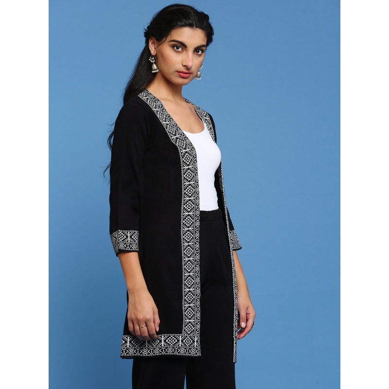 Womens Long Length Shrug Black