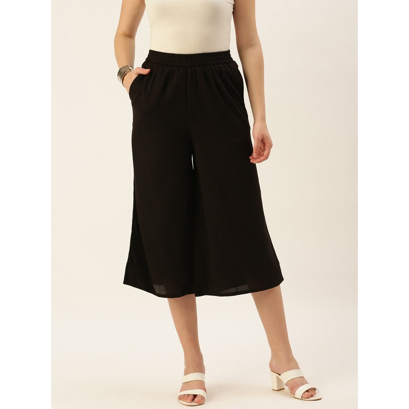 Ladies Crop Palazzo Black|S|M|L|XL|XXL|3XL|Black|LWBCPZSOF16062002