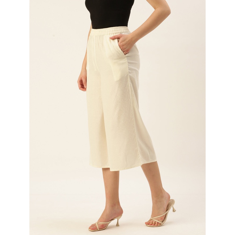 Ladies Crop Palazzo Offwhite|S|M|L|XL|XXL|3XL|Offwhite|LWBCPZSOF16062009