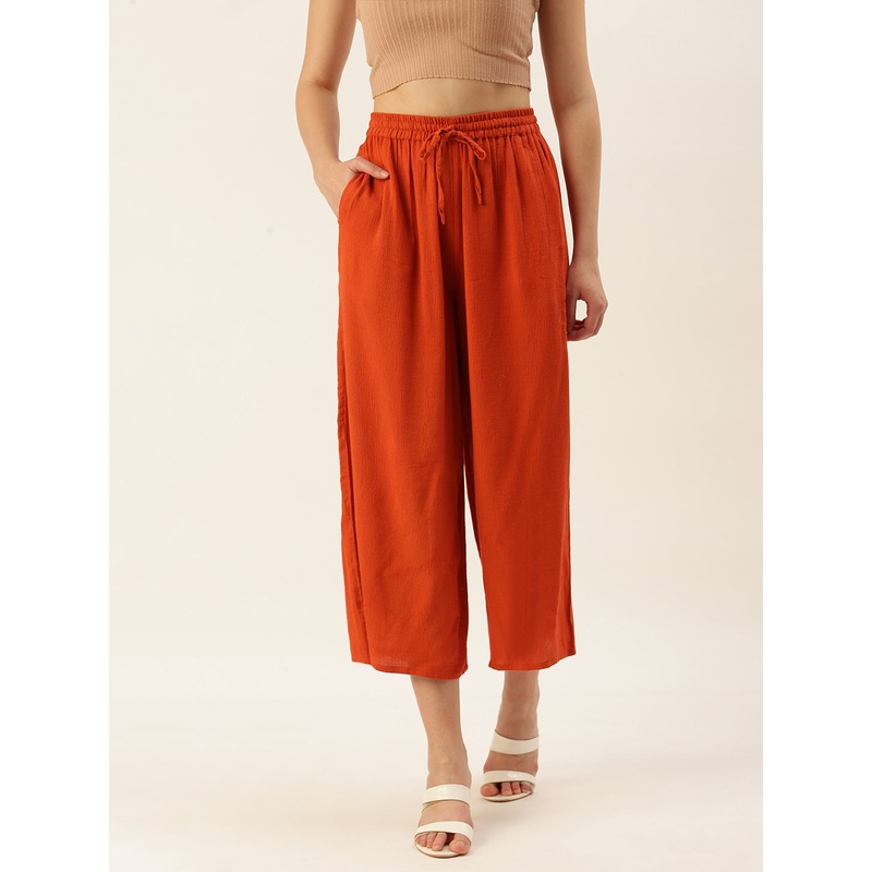 Ladies Crop Palazzo Rust Orange