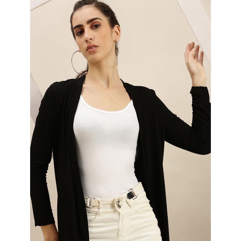 Ladies Long Length Shrug Black