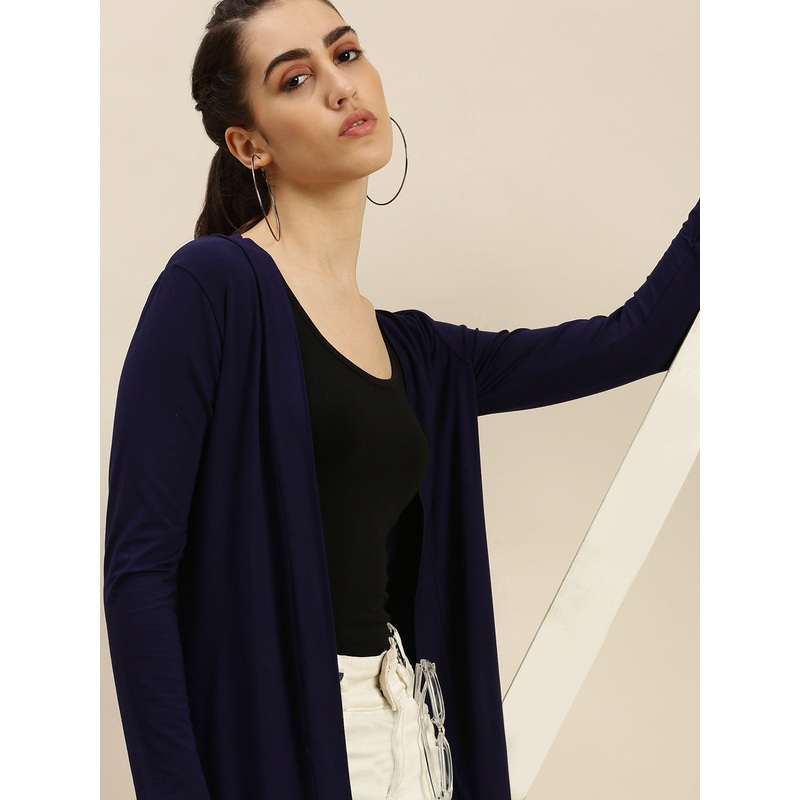 Ladies Long Length Shrug Navy Blue