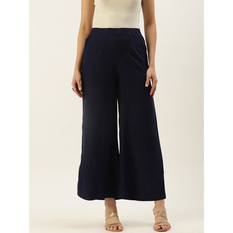 Ladies Palazzo Dark Navy Blue|S|M|L|XL|XXL|3XL|4XL|Dark Navy Blue|LWBPZSOWC4009006