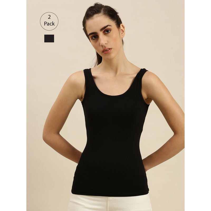 Pack of 2  Ladies Razor Back Top Black