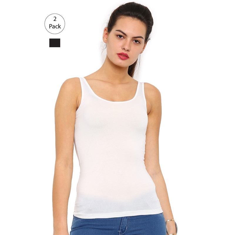 Pack of 2  Ladies Razor Back Top Black & White