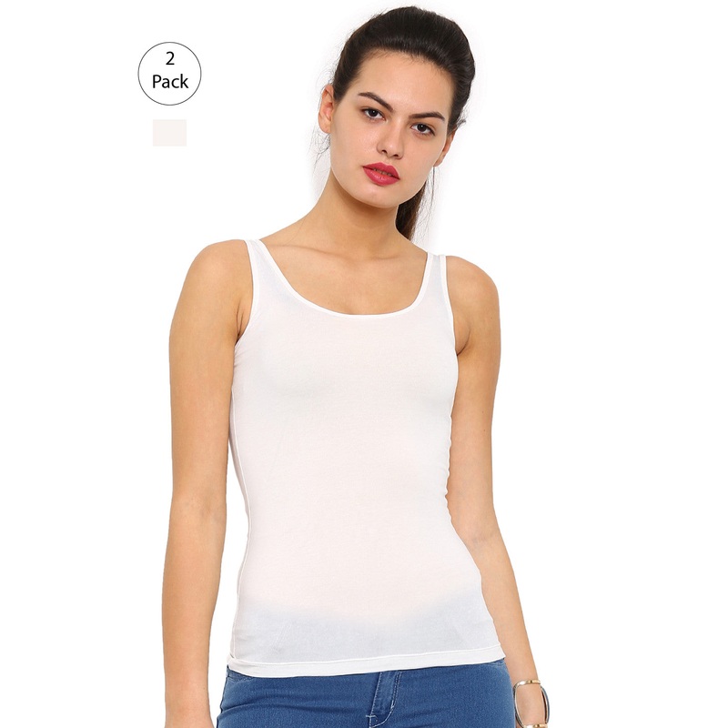 Pack of 2  Ladies Razor Back Top Offwhite
