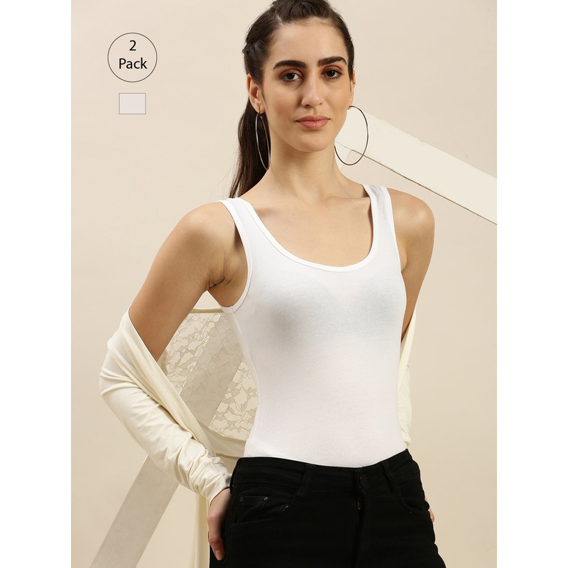 Pack of 2  Ladies Razor Back Top White