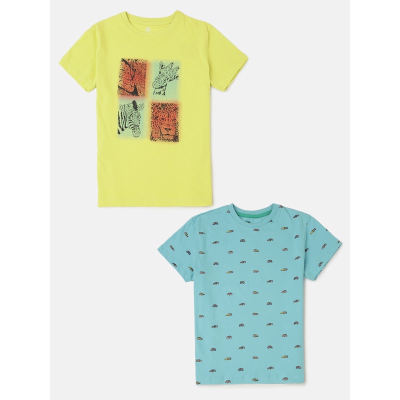Pack of 2 Pipin Boys Printed T-shirts Light Blue&Light Green