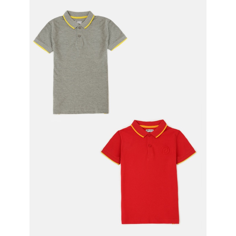 Pack of 2 Pipin Boys T-shirts Red & Grey Melange