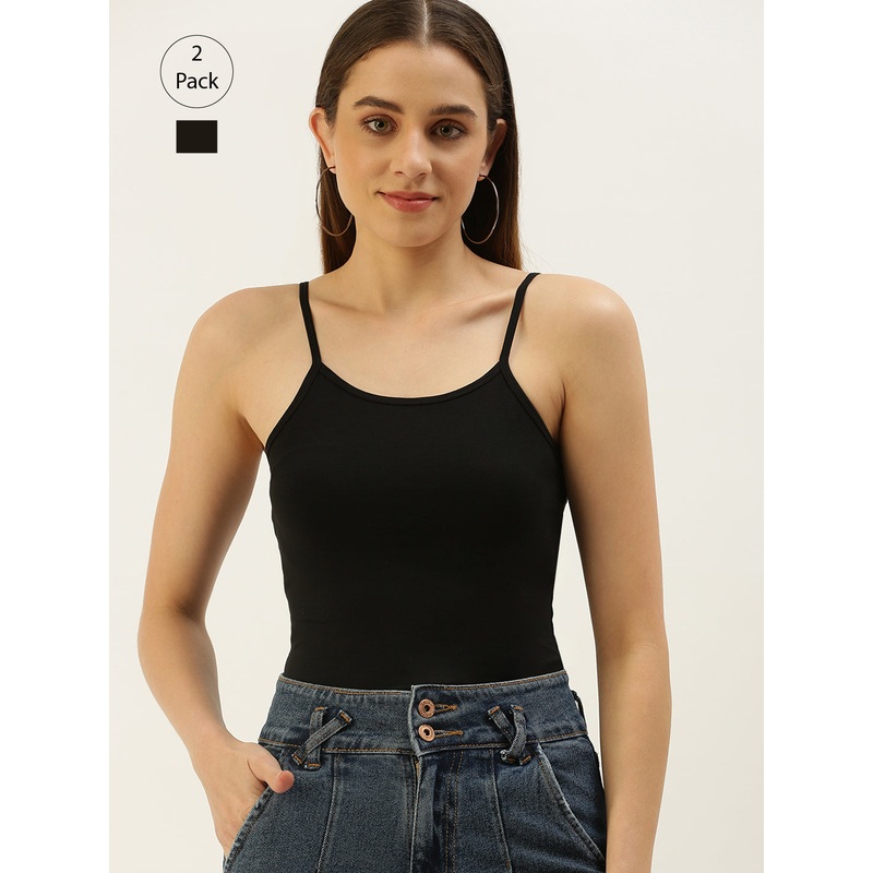 Pack of 2  Womens Spaghetti Black