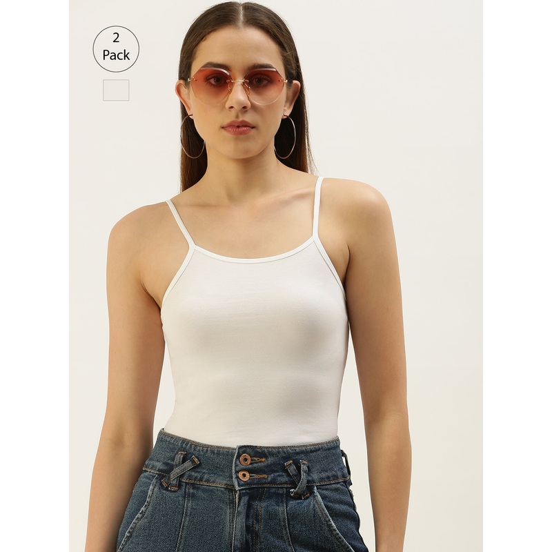 Pack of 2  Womens Spaghetti White