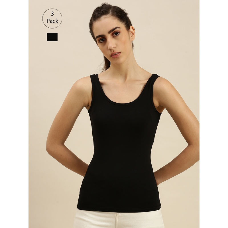 Pack of 3  Ladies Razor Back Top Black