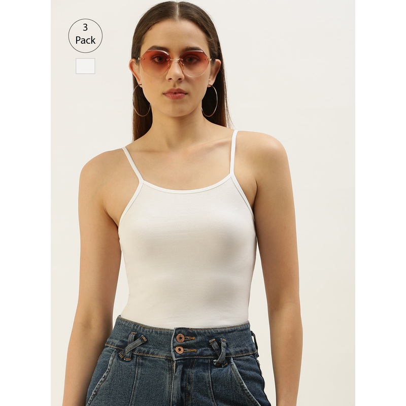 Pack of 3  Womens Spaghetti White