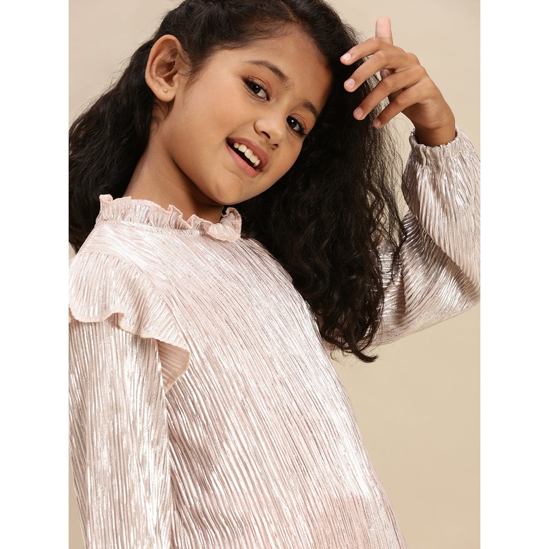 PIPIN Girls Full Sleeve Top Printed Polyester Light Pink