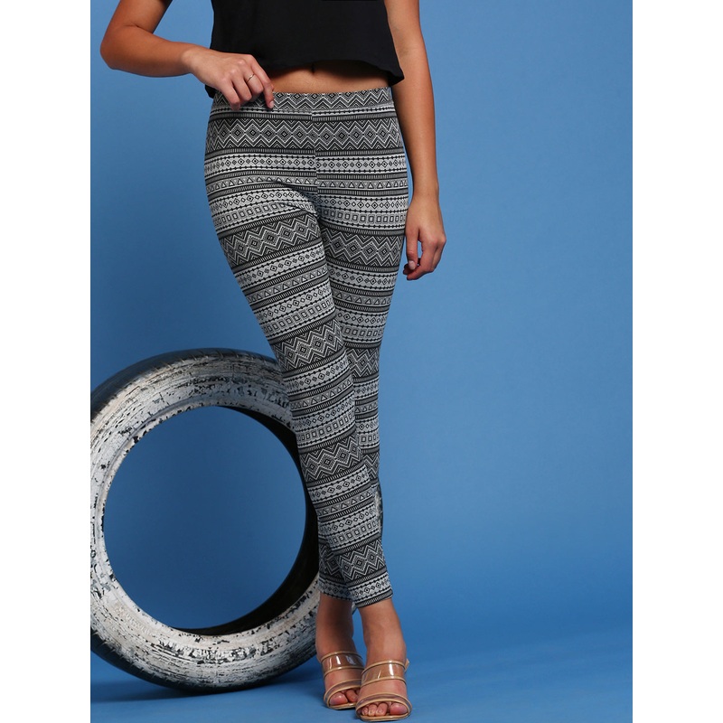 Printed Leggings-Grey Melange|S|M|L|XL|XXL|3XL|Grey Melange|LLGALAOF14050084