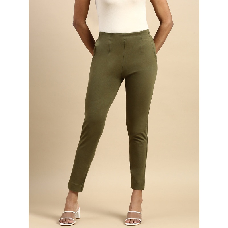 Super Stretch Kurti Pant-Olive Green