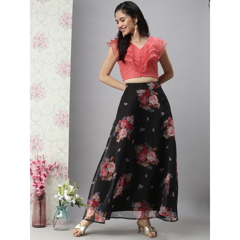 Women’s Co-Ords Sets (Skirt & Blouse) Black & Peach