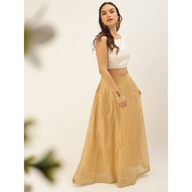 Women’s Co-Ords Sets (Skirt & Blouse) Gold & OffWhite