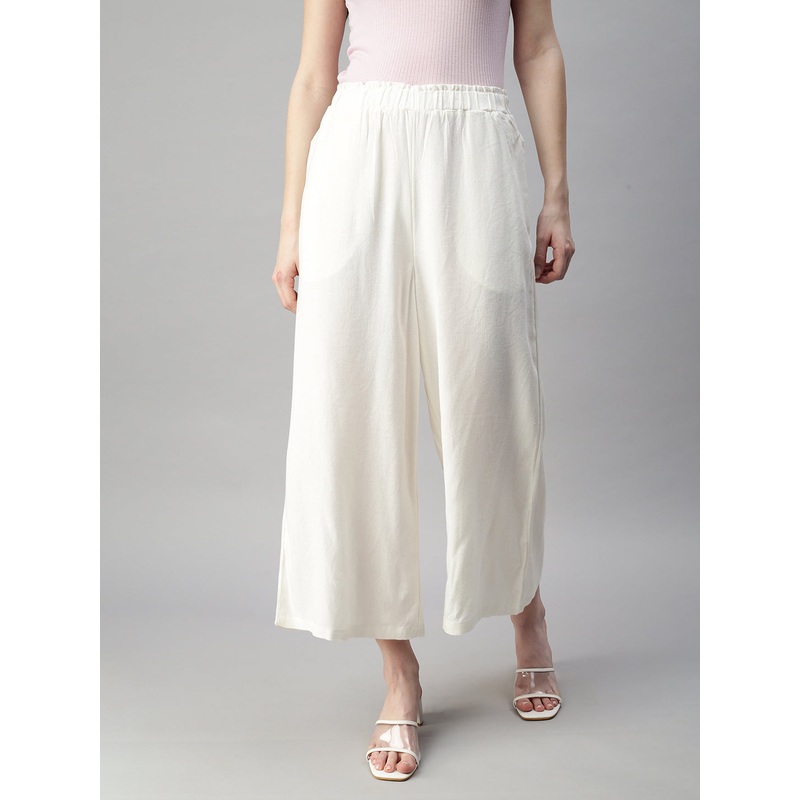 Womens Crop Palazzo Offwhite|S|M|L|XL|XXL|3XL|Offwhite|LWBCPZSOF16056009