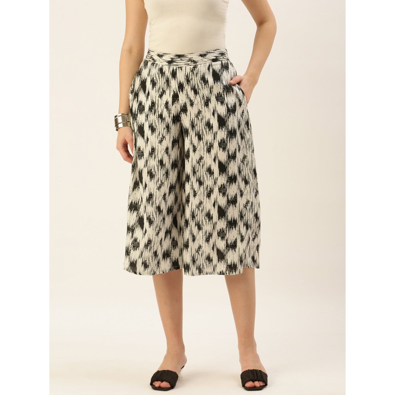 Womens Printed Culottes Black