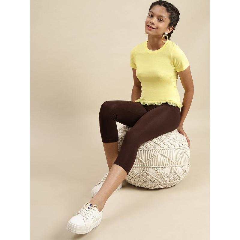 Kids – Girls 3/4TH Leggings Brown