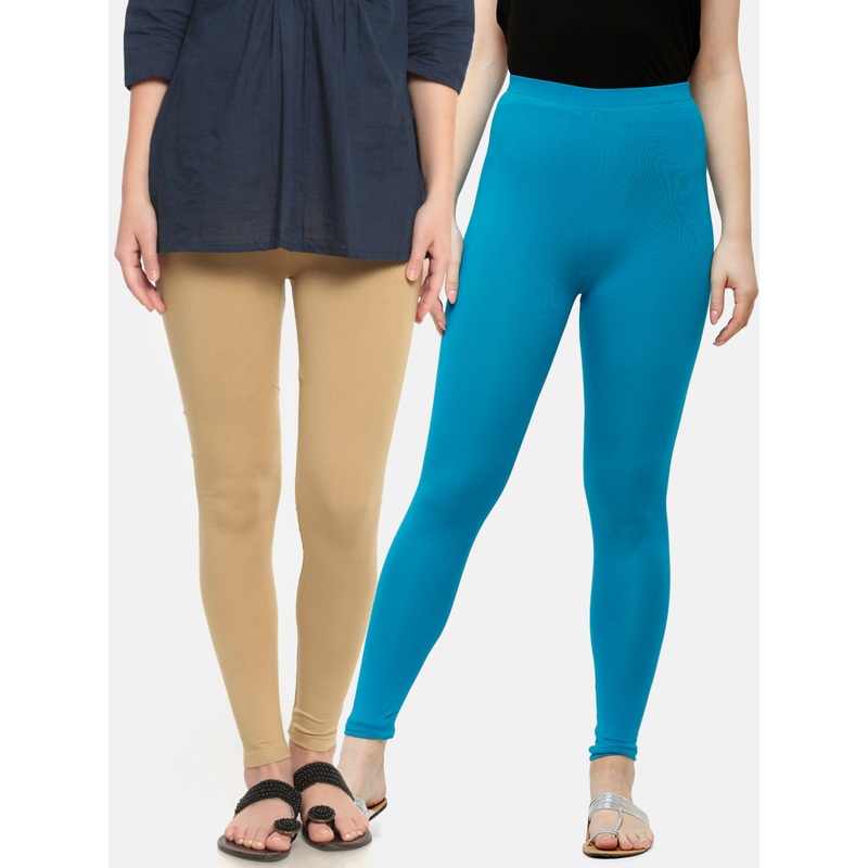 Pack of 2  Ladies Superior Ankle Leggings Skin&Teal