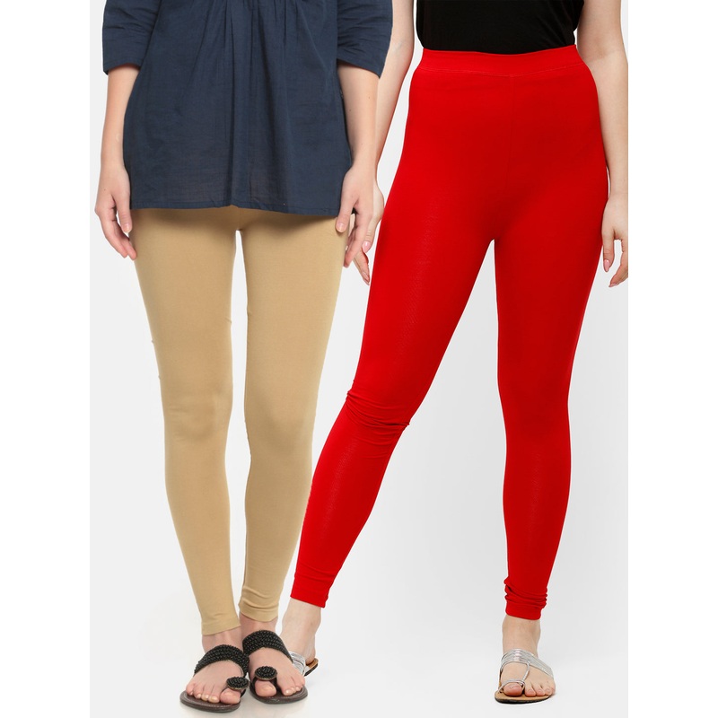 Pack of 2  Ladies Superior Ankle Leggings Skin&True Red