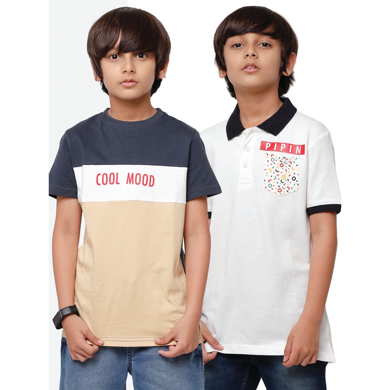 Pack of 2 Pipin Boys T-shirt Offwhite & Dark Grey