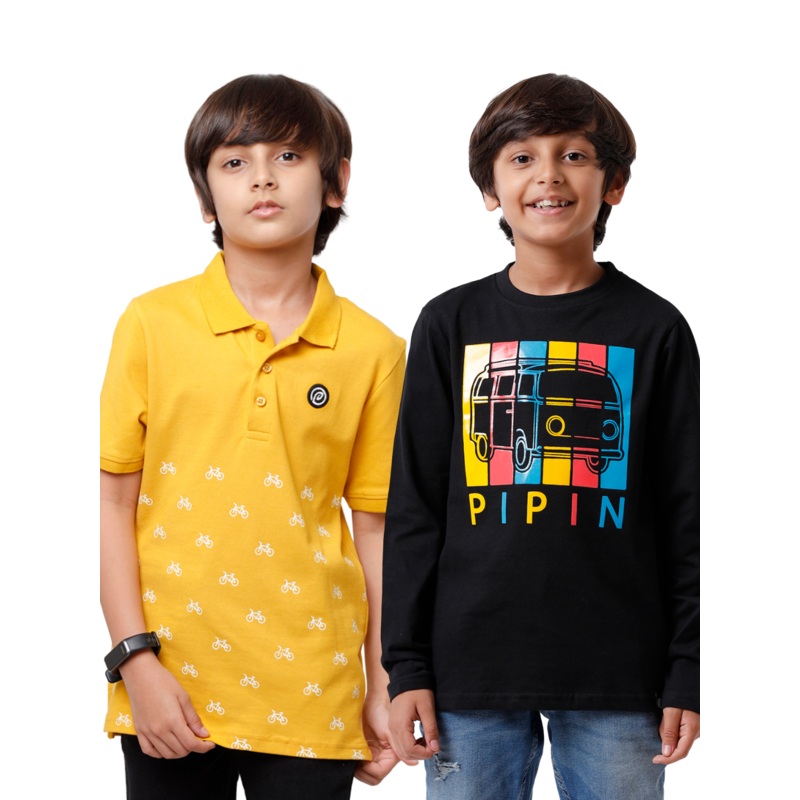 Pack of 2 Pipin Boys T-shirt Spicy Mustard & Black