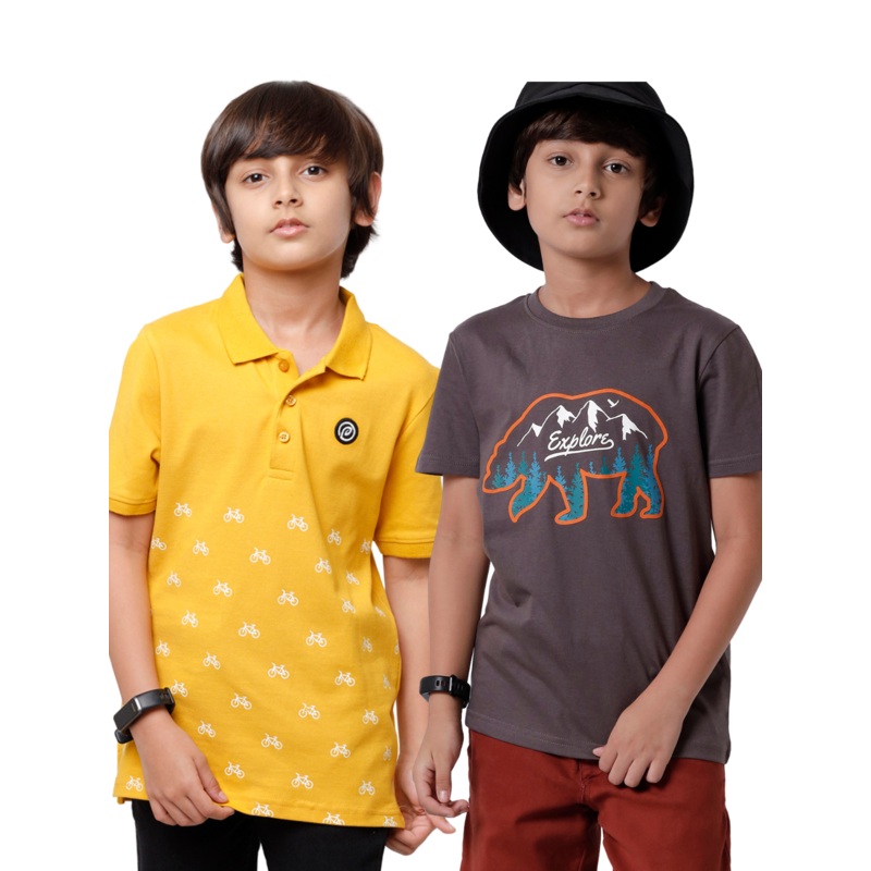 Pack of 2 Pipin Boys T-shirt Spicy Mustard & Dark Grey