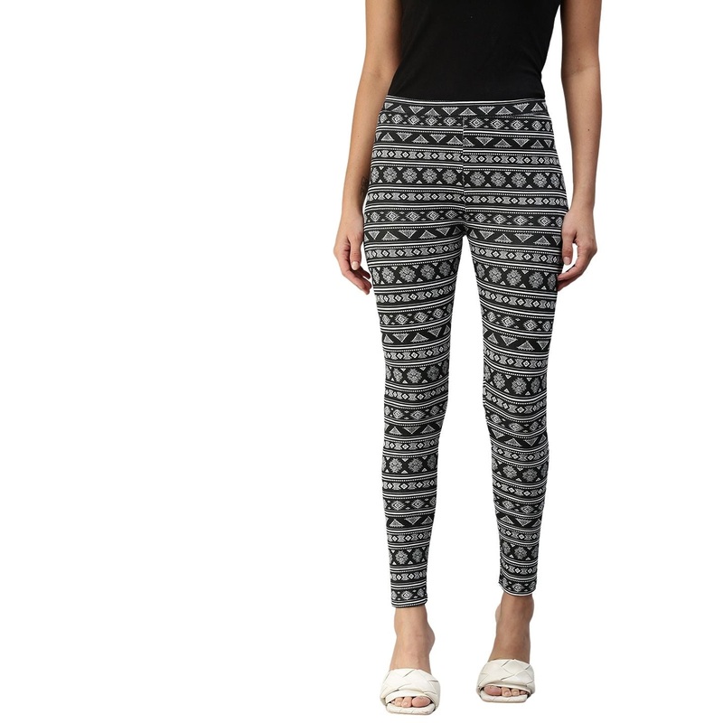 Printed Ankle Leggings-Black|S|M|L|XL|XXL|3XL|Black|LLGALAOF14190002