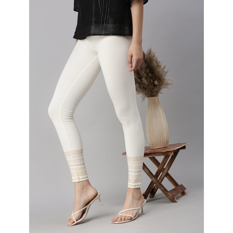 Printed Ankle Leggings-OffWhite