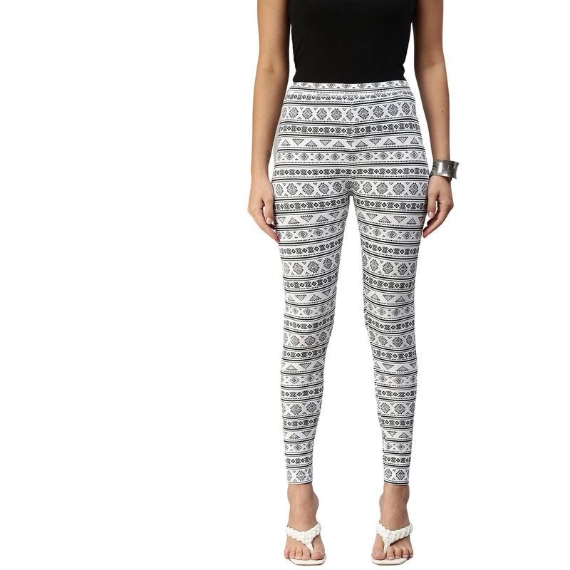 Printed Ankle Leggings-White|S|M|L|XL|XXL|3XL|White|LLGALAOF14190011